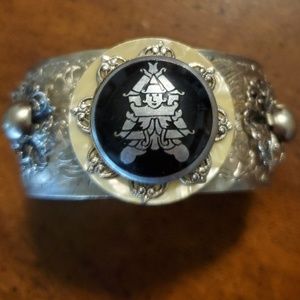 Vintage Asian Pewter Cuff Bracelet